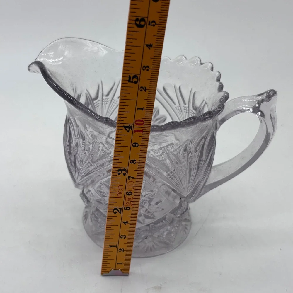 Vintage Glass Creamer Pitcher Small Clear Sun EAPG Starburst Aesthetic